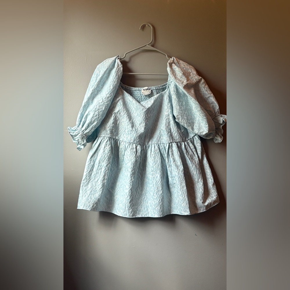 ARULA Light Blue Textured Blouse